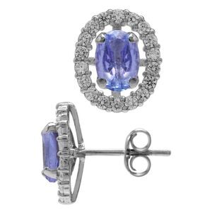 925 Sterling 1.44ct Genuine Tanzanite Stud Earrings & Interchangeable Halo